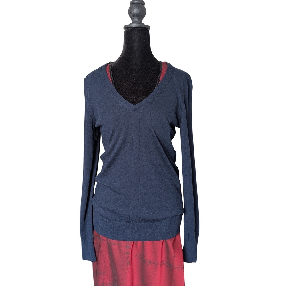 Banana Republic Dark Academia Layering Piece Navy Blue Merino Wool Sweatshirt